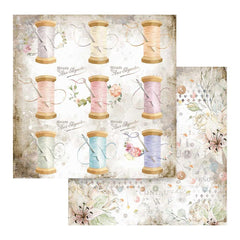 Romantic Threads - Stamperia - Double-Sided Cardstock 12"X12" - Thread (790)