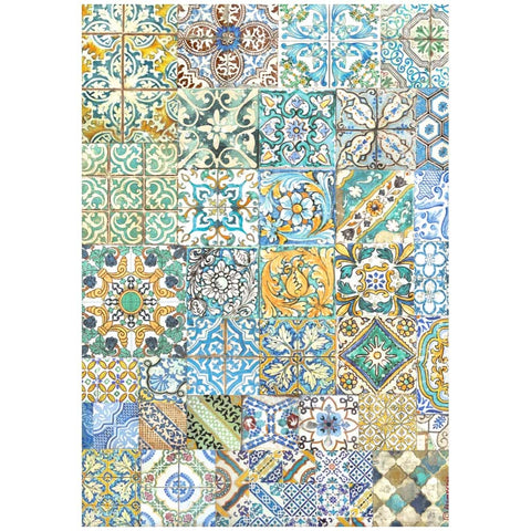 Blue Dream - Stamperia - A4 Rice Paper - Tiles (5962)