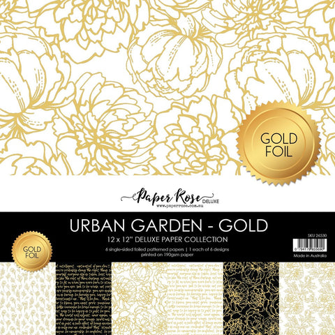 Paper Rose - 12"x12" Paper Collection - Urban Garden - Gold
