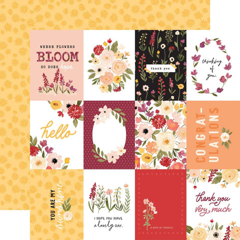 Flora No. 5 - Carta Bella - Double-Sided Cardstock 12"X12" -  Warm Journaling Cards