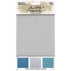 Tim Holtz - Idea-Ology - Adhesive Deco Sheets 4"X6" 12/Pkg - Winter (2842)