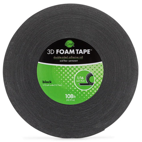 iCraft - 3D Foam Tape - Jumbo Roll Black (6089)