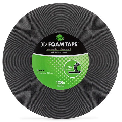 iCraft - 3D Foam Tape - Jumbo Roll Black