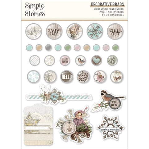 Simple Vintage Winter Woods - Simple Stories - Decorative Brads