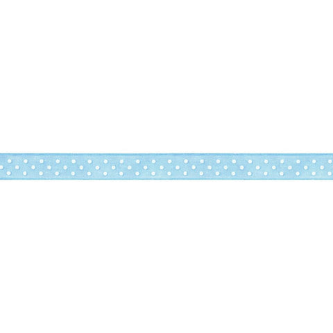 Sheer Polka Dots Ribbon 3/8" - Blue W/White Dots (1 yd)