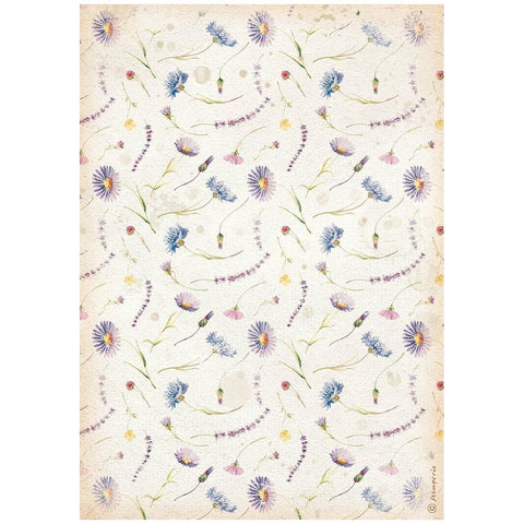 Welcome Home - Stamperia - Rice Paper Sheet A4 - Blue Flowers (6198)