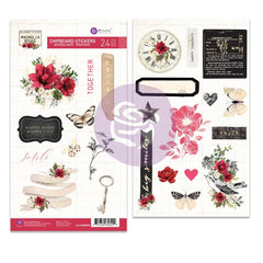 Magnolia Rouge - Prima Marketing - Chipboard Stickers 24/Pkg - Shapes W/Foil Detail (8229)