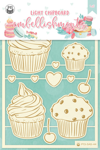 Sugar & Spice - P13 - Chipboard Embellishments - Cupcakes & Muffins (SAS44)