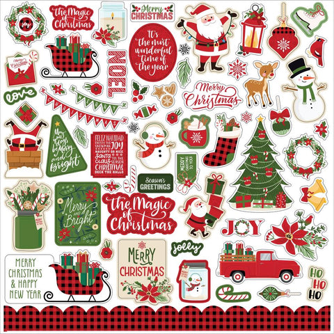 The Magic Of Christmas - Echo Park - Cardstock Stickers 12"X12" - Elements