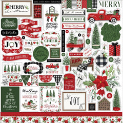 Home For Christmas - Carta Bella - Cardstock Stickers 12"X12" - Elements
