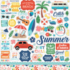 Endless Summer - Echo Park - 12"x12" Cardstock Sticker Sheet - Elements