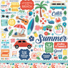 Endless Summer - Echo Park - 12"x12" Cardstock Sticker Sheet - Elements