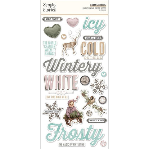Simple Vintage Winter Woods - Simple Stories - Foam Stickers 49/Pkg