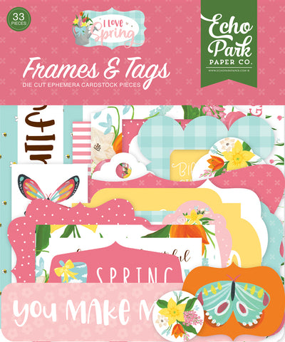 I Love Spring - Echo Park - Cardstock Ephemera 33/Pkg - Frames & Tags