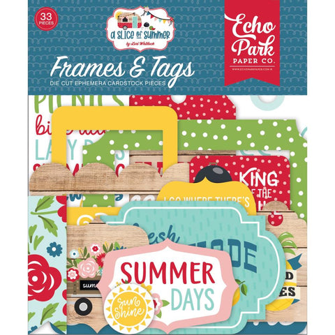 A Slice Of Summer - Echo Park - Cardstock Ephemera 33/Pkg - Frames & Tags