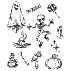 Tim Holtz - Cling Stamps 7"X8.5" - Halloween Doodles