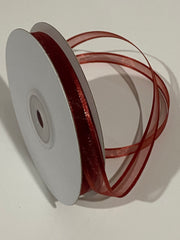 Sheer/Satin Ribbon 3/8” - Red (1yd)