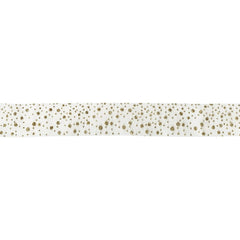 Sheer Ribbon W/Glitter Dots 1-1/2" - Ivory W/Gold Dots (2922)