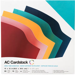 American Crafts - Cardstock Pack 12"X12" 60/Pkg - Jewel Tones (8512)