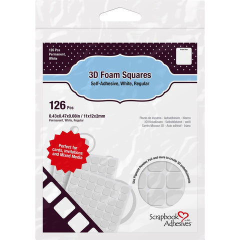 Scrapbook Adhesive - 3D Foam Square White - Regular