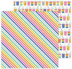 Pebbles - Live Life Happy - Double-Sided Cardstock 12"X12" - Rad Stripes