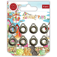 Sandy Paws - Craft Consortium - Metal Charms 8/Pkg - Silver Life Rings
