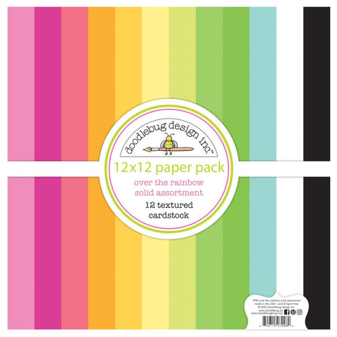 Over the Rainbow - Doodlebug - Double-Sided Cardstock 12"X12" 12/Pkg - Textured