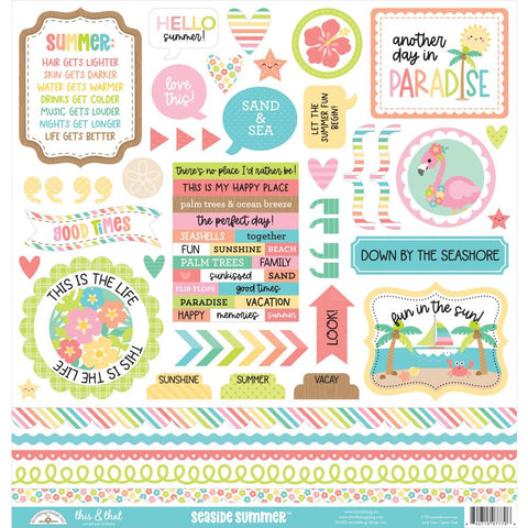 Seaside Summer - Doodlebug - Cardstock Stickers 12"X12" - This & That
