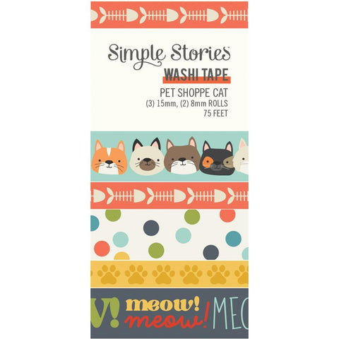 Pet Shoppe (CAT) - Simple Stories - Washi Tape 5/Pkg