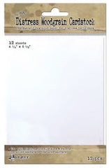 Tim Holtz - Distress Cardstock 4.25 x 5.5" 12/pkg - White Woodgrain (1022)